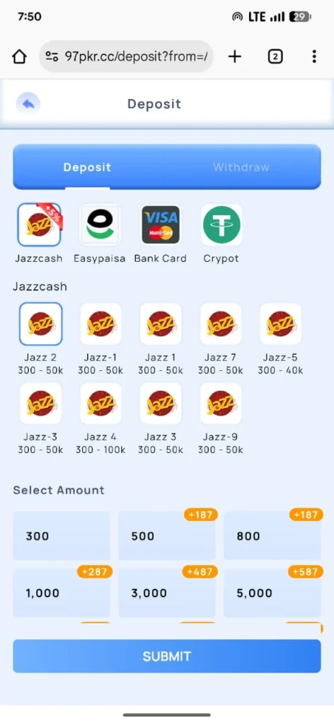 97PKR Game Deposit