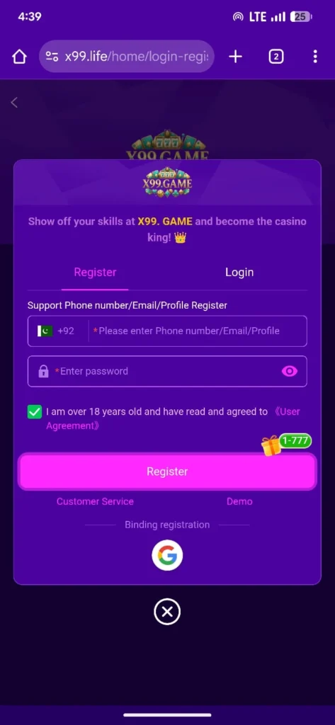  X99 Game Register