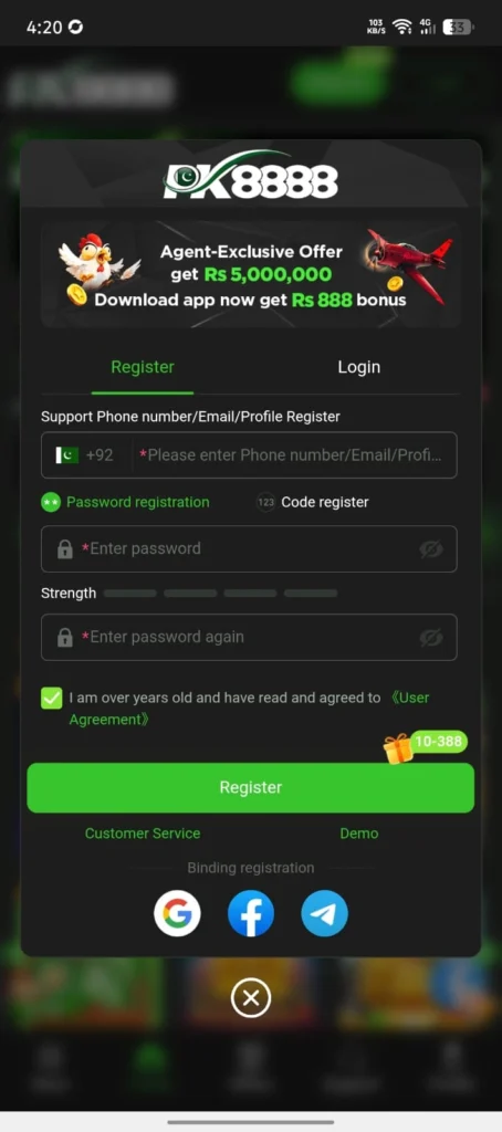 PK8888 Game Register