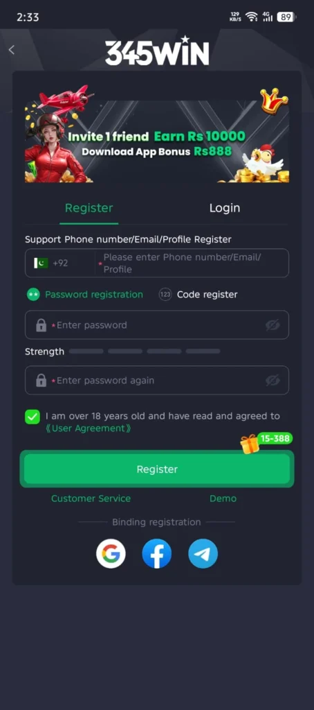 345WIN Game Register